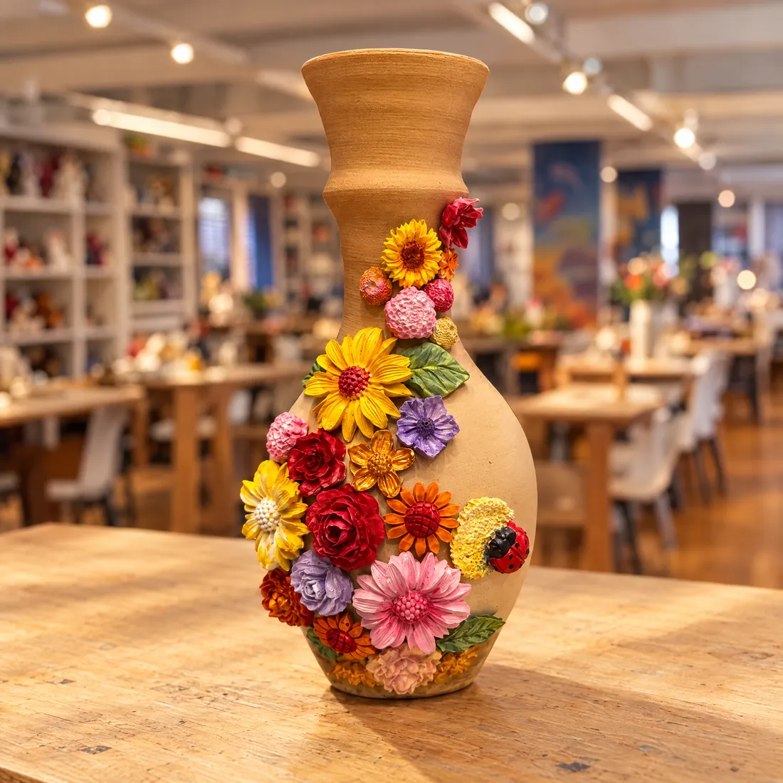 Bas Relief Art — sculpted floral vase
