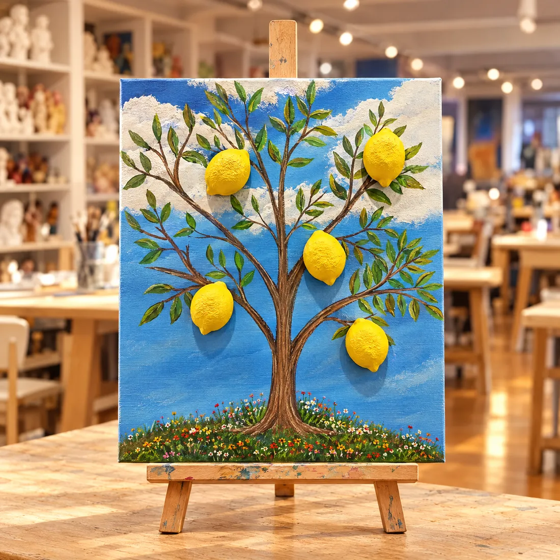Bas Relief Art — lemon tree canvas