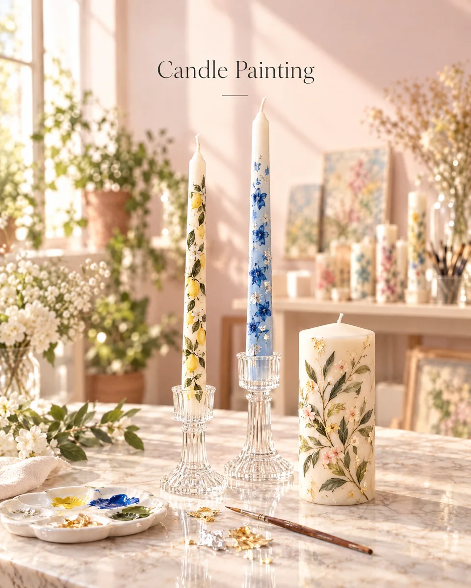Candle Painting workshop artwork supplied by Picasso Artists